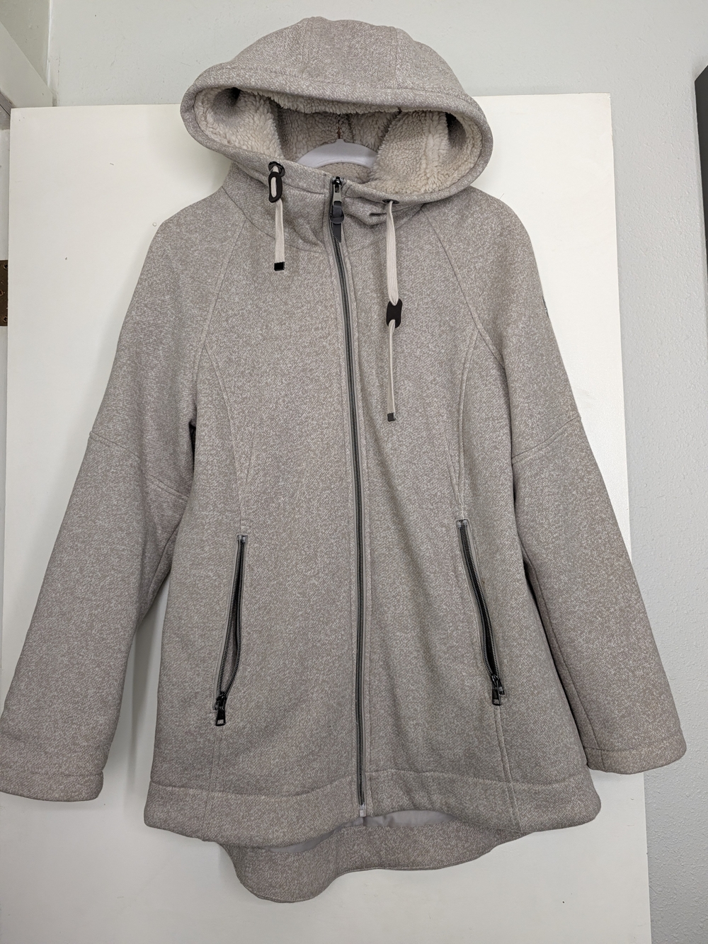 1 Madison Hooded Zip-Front Trench Coat in Oatmeal